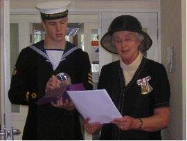 A picture of Lady Mary Holborow making a speech.